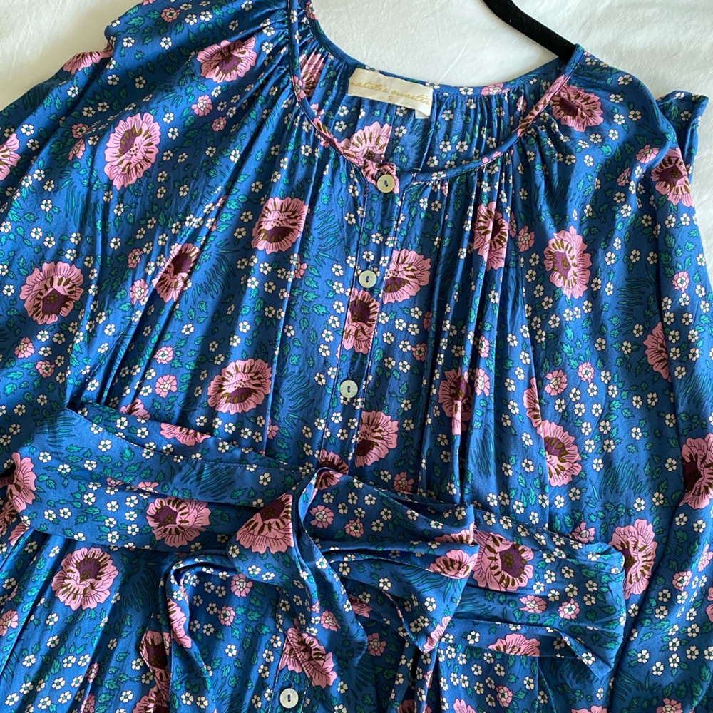 Natalie Martin Alex Midi Dress, Size S, Vintage Flowers Azure Print